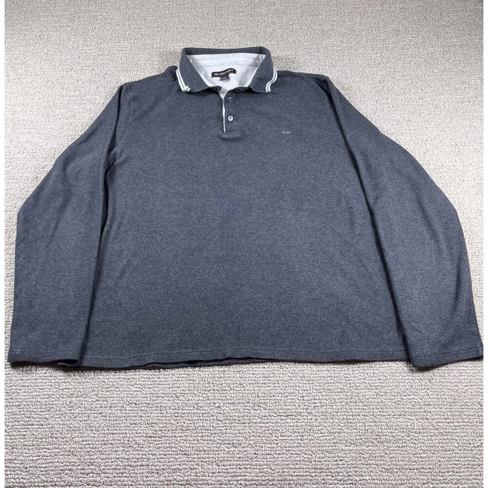 Michael Kors Long Sleeve Polo Shirt Gray Men’s Size XL
